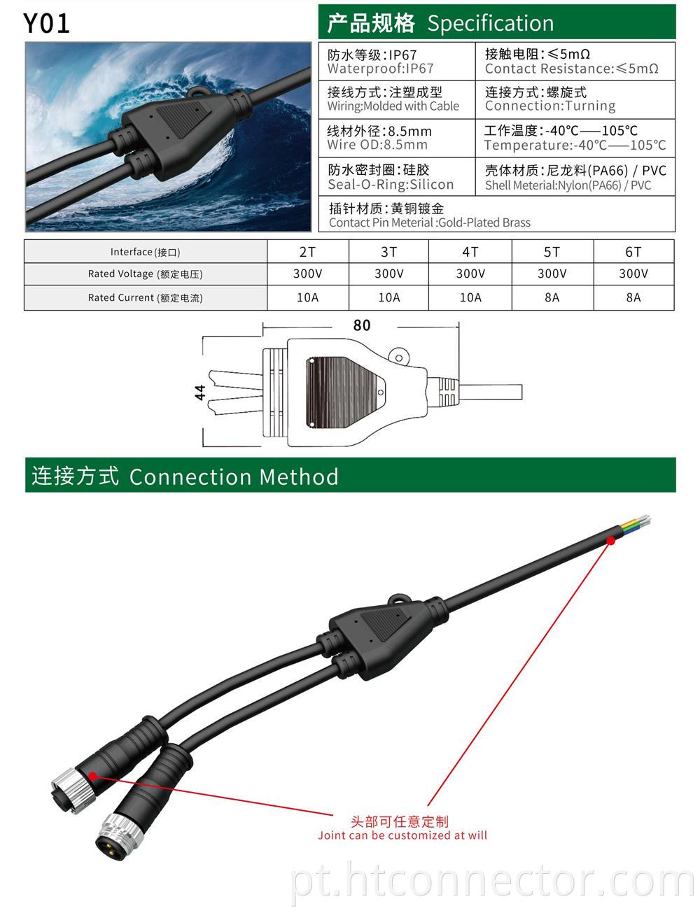 Y-shaped circular connector